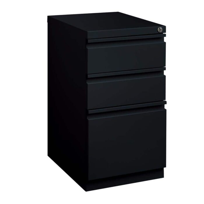 20 in. D 3-Drawer Black Metal Letter Width 15 in. W Mobile Pedestal File Cabinet Box-Box-File